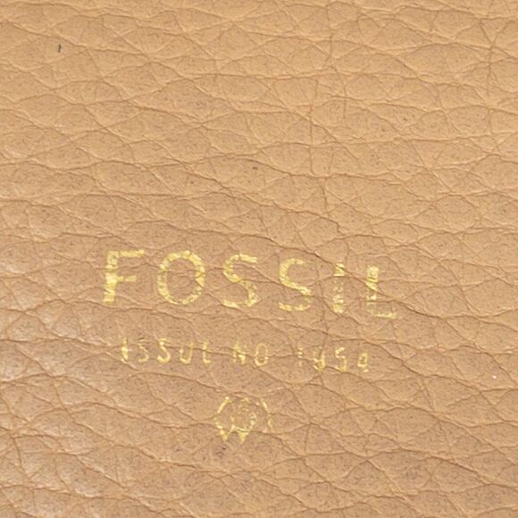 Fossil Purse Preston Leather Straw Fold-Over Pouch with Wristlet Tan Pink Purple - Picture 8 of 16